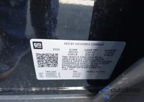 2025 Chevrolet Trailblazer Fwd Lt from USA, damaged, VIN KL79MPSP6SB106875